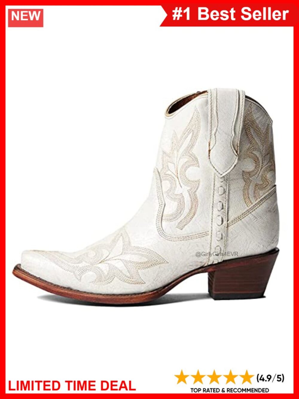 Corral Embroidery & Zipper Ankle Boots Cowhide Leather Snip Toe Western Boots
